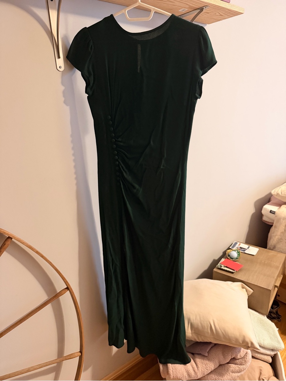Reformation Forest Green Cap-Sleeve Maxi Dress